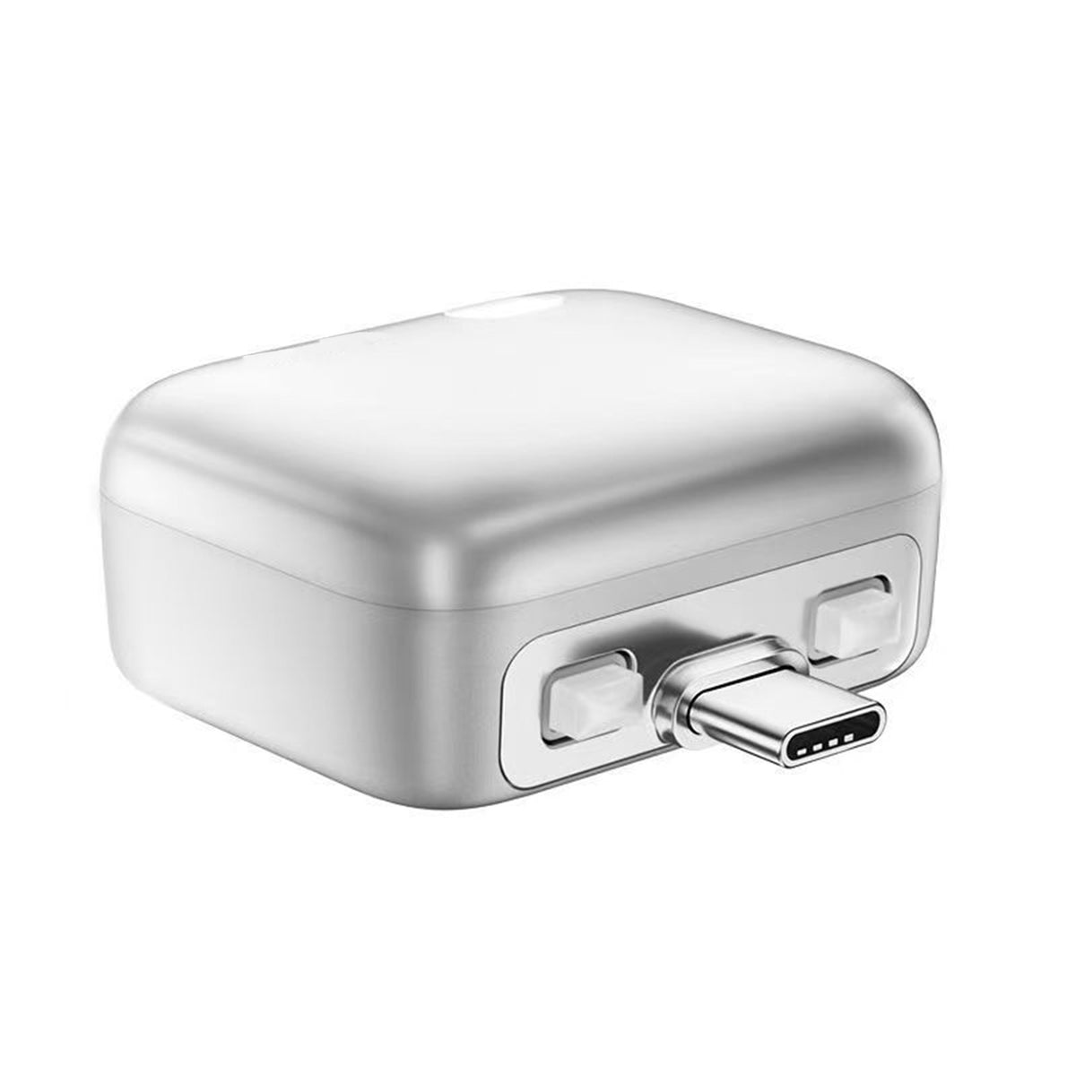 Cargador con desconexión automática, diseño compacto y puerto USB-C para carga segura y eficiente.